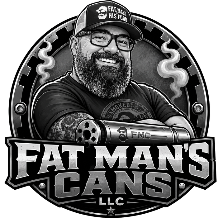 Fat Man's Cans LLC — the Fat Man holding an FMC suppressor